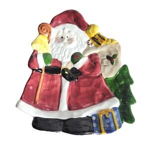 Santa Claus Ceramic Candy Dish Tray Decoration Christmas Holidays